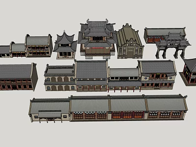 Ancient Architecture Models Featuring Traditional Chinese Style Various Roof Structures And Courtyard Designs 3d model