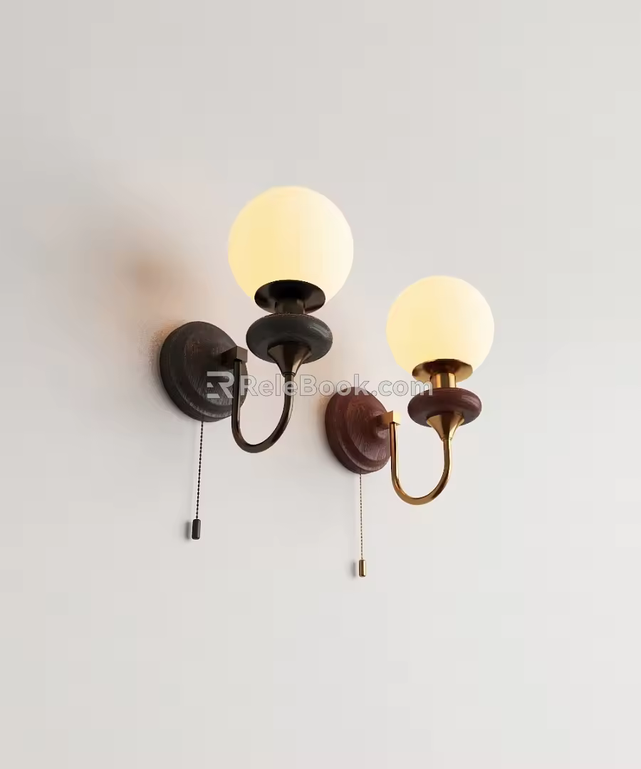Simple retro wall lamp 3d model