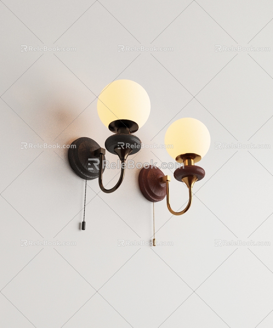 Simple retro wall lamp model