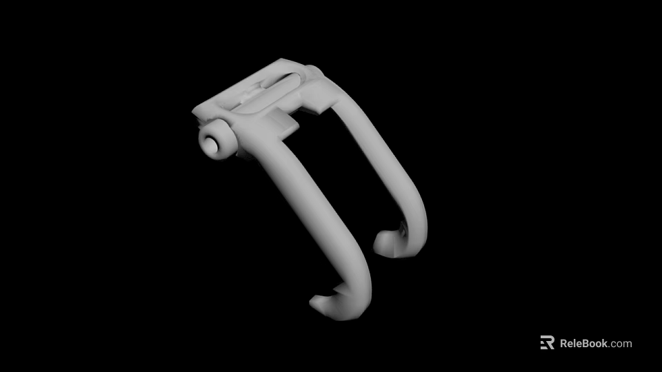 White Plastic Component With Curved Dual Arms And Mounting Bracket Structure 3d model 