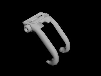 White Plastic Component With Curved Dual Arms And Mounting Bracket Structure 3d model