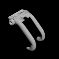White Plastic Component With Curved Dual Arms And Mounting Bracket Structure 3d model