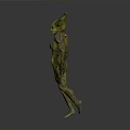 Plant Themed 3D Character Design With Green Body Spiral Patterns And Natural Creature Features