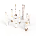 Architectural Column Models Featuring Various Styles Stone Brick And Gold Accents