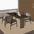 Middle style dining table and chair combination 3d model