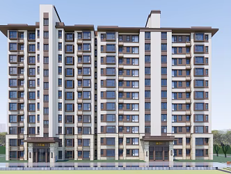Modern Residential Building Straight Line Atmospheric High-rise Residential Building 3d model