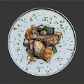 Roasted Chicken Drumsticks Served With Fresh Vegetables And Herbs On Light Blue Plate
