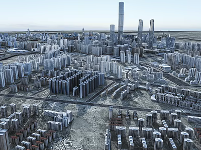 Aerial View Urban Planning With High Rise Buildings And City Layout Design 3d model