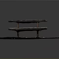 Weathered Wooden Picnic Table With Benches On Outdoor Dirt And Gravel Ground