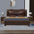 Luxury Solid Wood Carved Upholstered Double Bed With Comfortable Bedding For Cozy Modern Bedroom Interior