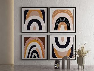 modern abstract painting decorative painting 3d model