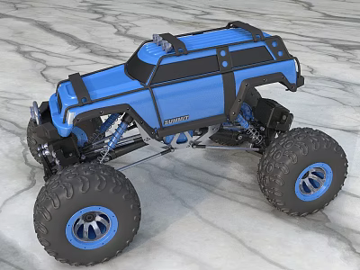 Durable Blue Electric Toy Monster Truck With Big Tires And Off Road Design 3d model