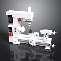 White Industrial Metal Lathe Machine With Red Control Buttons And Rotary Spindle