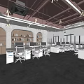 modern public office area public open office area 3d model