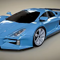 Sleek Blue Sports Car With Aerodynamic Body Rear Spoiler And Alloy Wheels