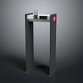 Security Gate With Top Digital Display Red Button And Gray Vertical Frame