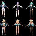Anime Style Game and Movie Characters with Diverse Outfits Hairstyles and Colorful Designs
