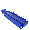 Industrial Conveyor Belt System With Blue Frame Red Component And Wheels 3d model