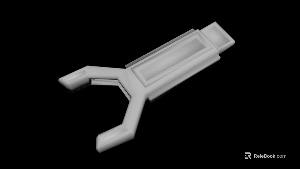 3D Rendered White Plastic Component with Forked Ends and Rectangular Structure 3d model 