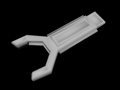 3D Rendered White Plastic Component with Forked Ends and Rectangular Structure 3d model