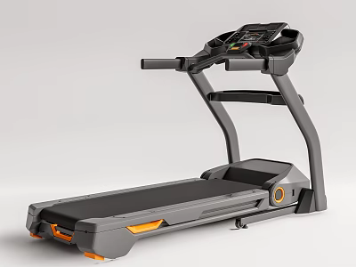 Modern Treadmill With Digital Control Panel Black Running Belt And Orange Accents For Home Fitness 3d model