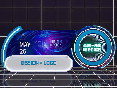 Design And Logo Presentation With May 26 Date And Modern Visual Elements 3d model
