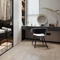 Modern Cloakroom Interior With Wardrobe Dressing Table Storage And Plant