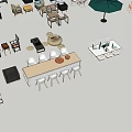 Table and Chair Combinations With Various Styles Including Sofas Coffee Tables And Single Chairs 3d model
