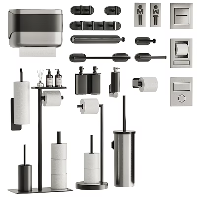 Modern Bathroom Accessories With Towel Racks Toilet Paper Holders And Soap Dispensers 3d model
