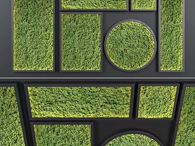 Decorative Greenery Wall Design With Geometric Frames In Different Shapes 3d model