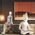 Modern special-shaped floor lamp white reading body sculpture lamp 3d model