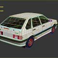 White Hatchback Car Rear View With Red Rear Lights And Shiny Body Design