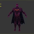 Batman Character 3D Model With Black Costume Yellow Bat Symbol Muscular Figure And Cape