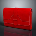 Red Suede Wallet With White Stitching Buckle Strap And Pocket Design 3d model