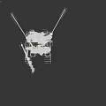 Two Robots with Complex Mechanical Structures One Holding Spear Like Object Metallic Texture on Gray Background