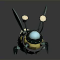 Cute Yellow Green Bee Figure With Striped Body Green Wings And Antennae