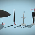 Simple Design Household Umbrella Stand With Black Umbrellas And Hanging Hooks