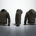 Dark Gray Zipper Hoodie With Front Side And Back Views For Casual Wear