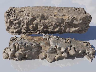 Natural Stone And Wood Decorative Elements With Rustic Texture For Home Design 3d model