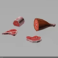 Fresh Raw Meat Cuts Including Steak Leg And Various Parts 3d model