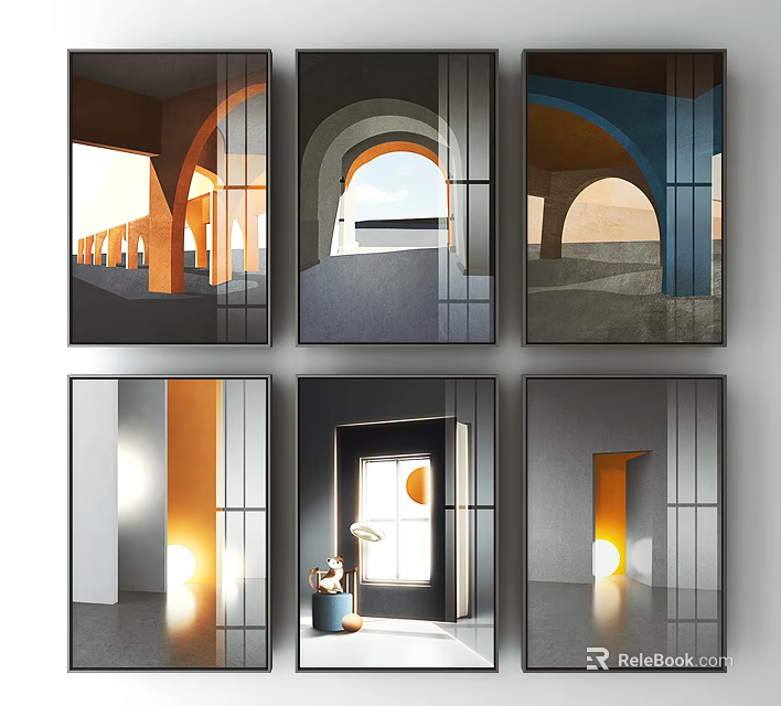 Modern Architectural Interior Spaces With Arches Light And Shadow Design 3d model