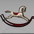 Classic Red Rocking Horse With White Body Red Saddle And Rocking Base