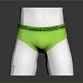 Green Men's Underwear on White Mannequin with Black Green Striped Waistband and KICOO Logo