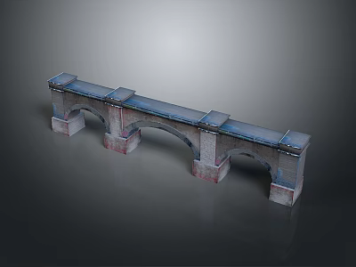 Traditional Stone Bridge Design With Multiple Arched Piers And Deck Surface 3d model