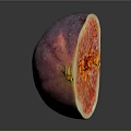 Fresh Cut Open Fig Showing Vibrant Red Pulp And Tiny Seeds Inside 3d model