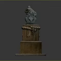 Traditional Chinese Mythical Lion Sculpture with Zhong Zi Shi Inscription on Decorative Base