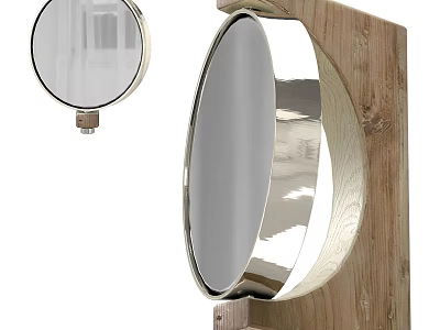 Oval Wall Mounted Mirror With Natural Wooden Frame And Clear Reflective Surface 3d model
