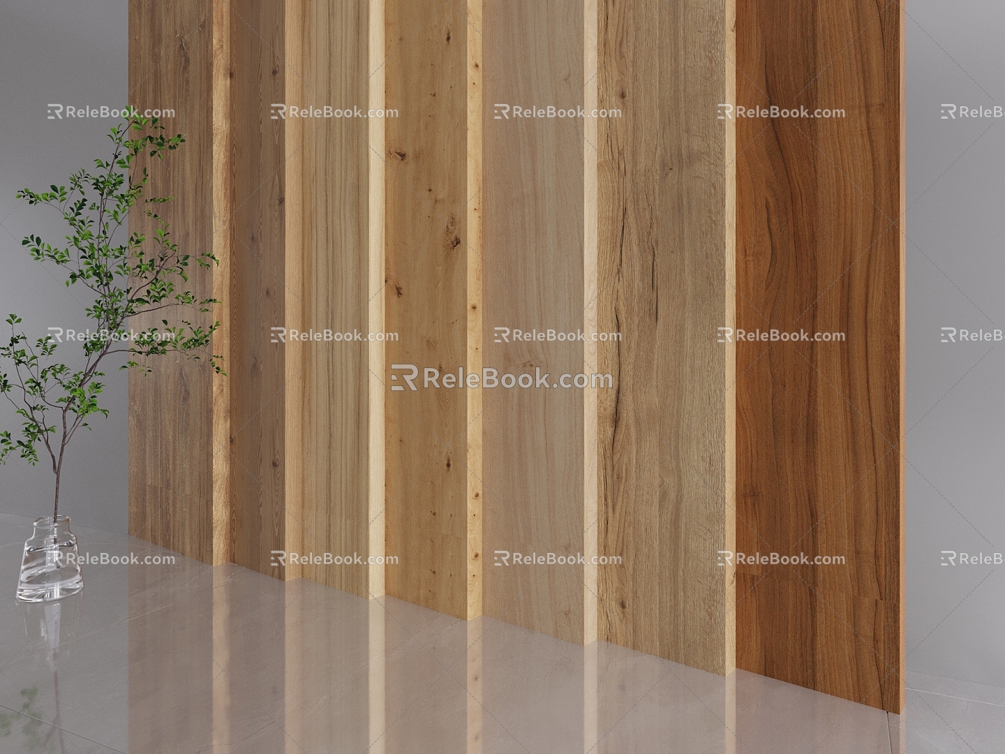 Wood veneer wall panel wall veneer wood veneer background wall 3d model