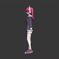 Cute Anime Girl Character With Pink Twin Tails Cat Ears And Hooded Jacket Outfit