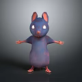 Cartoon Mouse Character With Big Eyes Outstretched Arms And Purple Blue Body